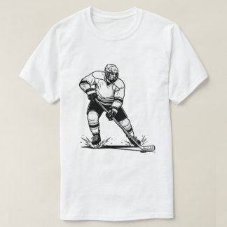 Black and White Ice Hockey Player Tシャツ