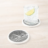 Black and White Ink-Drawn Round Alp Landscape コースター (側面)