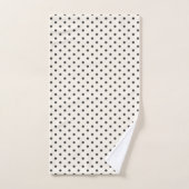 Black and White Ivory Polka Dot Pattern Retro バスタオルセット (ハンドタオル)