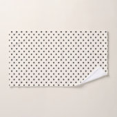 Black and White Ivory Polka Dot Pattern Retro バスタオルセット (ハンドタオル)