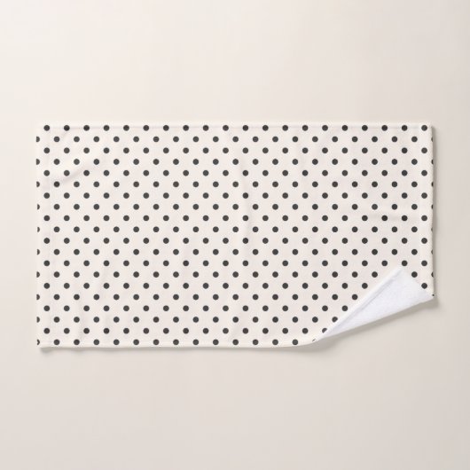 Black and White Ivory Polka Dot Pattern Retro  バスタオルセット (ハンドタオル)
