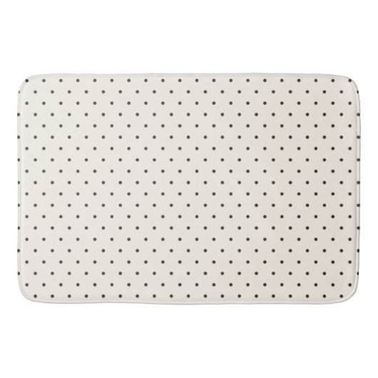 Black and White Ivory Polka Dot Pattern Retro  バスマット (正面)