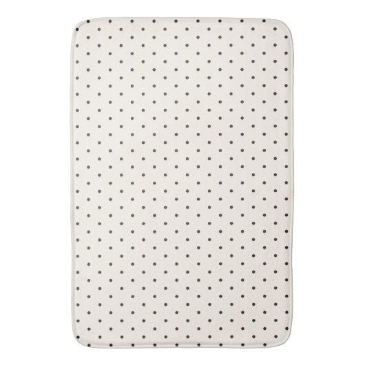 Black and White Ivory Polka Dot Pattern Retro  バスマット (正面縦)