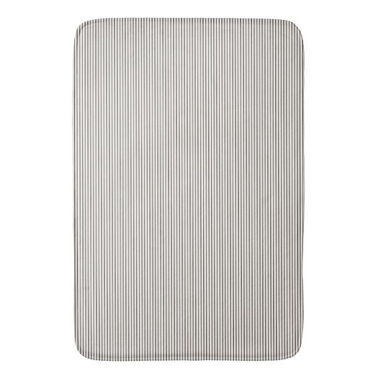 Black and White Ivory Stripes Pattern Retro  バスマット (正面縦)
