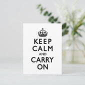 Black and White Keep Calm and Carry On ポストカード (スタンド正面)