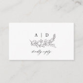 Black and white kindly reply monogram wedding RSVP エンクロージャーカード (正面)
