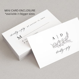 Black and white kindly reply monogram wedding RSVP エンクロージャーカード