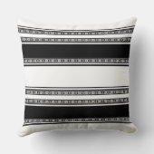 Black and white lace braid and horizontal stripes  クッション (裏面)