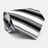 Black and white lace braid and horizontal stripes  ネクタイ (ロール)