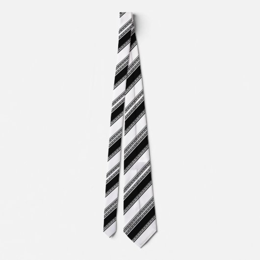 Black and white lace braid and horizontal stripes  ネクタイ (裏面)