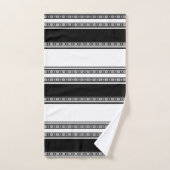 Black and white lace braid and horizontal stripes バスタオルセット (ハンドタオル)