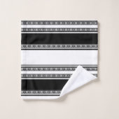 Black and white lace braid and horizontal stripes バスタオルセット (ウォッシュタオル)