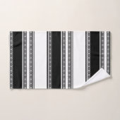 Black and white lace braid and horizontal stripes バスタオルセット (ハンドタオル)