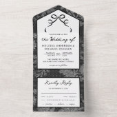Black and White Lace Coquette Bow Wedding オールインワン招待状 (内側)