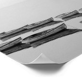 Black and White Lake with Boats Poster ポスター (角)