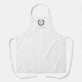 Black And White Laurel Monogram Polka Dot Pattern エプロン (正面)
