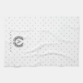 Black And White Laurel Monogram Polka Dot Pattern キッチンタオル (横)