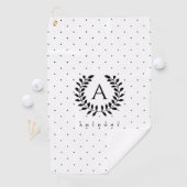 Black And White Laurel Monogram Polka Dot Pattern ゴルフタオル (インサイチュ)