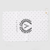 Black And White Laurel Monogram Polka Dot Pattern ゴルフタオル (横)