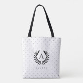 Black And White Laurel Monogram Polka Dot Pattern トートバッグ (裏面)