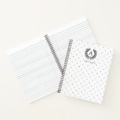 Black And White Laurel Monogram Polka Dot Pattern ノートブック (内部)