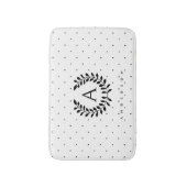 Black And White Laurel Monogram Polka Dot Pattern バスマット (正面縦)
