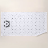Black And White Laurel Monogram Polka Dot Pattern ビーチタオル (正面)