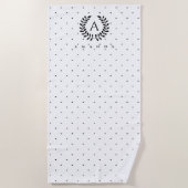 Black And White Laurel Monogram Polka Dot Pattern ビーチタオル (正面)