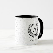 Black And White Laurel Monogram Polka Dot Pattern マグカップ (正面右)