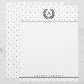 Black And White Laurel Monogram Polka Dot Pattern レターヘッド (正面/裏面)