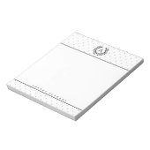 Black And White Laurel Monogram Tiny Polka Dots ノートパッド (回転)