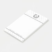 Black And White Laurel Monogram Tiny Polka Dots ポストイット (アングル)