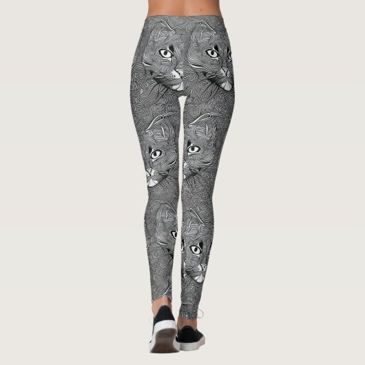 Black and White leggings for Cat Lovers レギンス (裏面)
