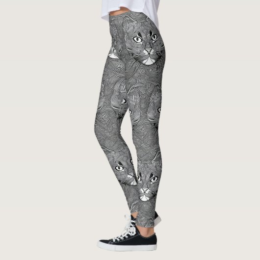 Black and White leggings for Cat Lovers レギンス (左)