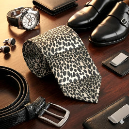 Black and White Leopard Animal  Print Tie ネクタイ