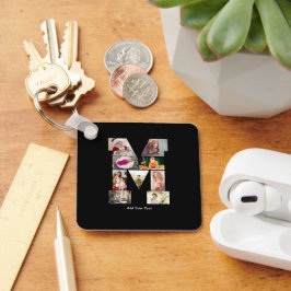 Black and White Letter M Photo Collage キーホルダー