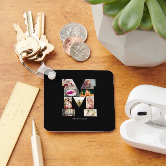 Black and White Letter M Photo Collage キーホルダー (デスク)