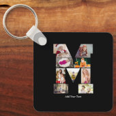 Black and White Letter M Photo Collage キーホルダー (正面)