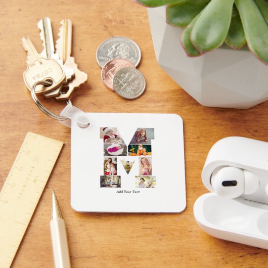 Black and White Letter M Photo Collage キーホルダー (デスク)