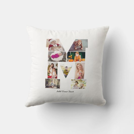 Black and White Letter M Photo Collage クッション (裏面)