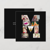 Black and White Letter M Photo Collage サンキューカード (正面/裏面)