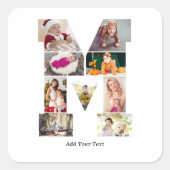 Black and White Letter M Photo Collage スクエアシール (正面)