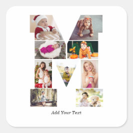 Black and White Letter M Photo Collage スクエアシール