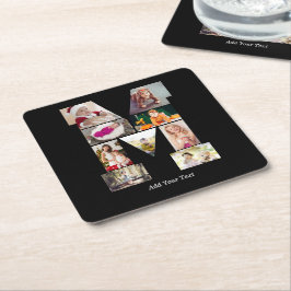 Black and White Letter M Photo Collage スクエアペーパーコースター