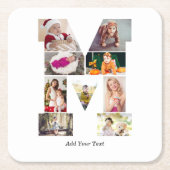 Black and White Letter M Photo Collage スクエアペーパーコースター (正面)