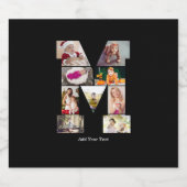 Black and White Letter M Photo Collage スパークリングワインラベル (シングルラベル)