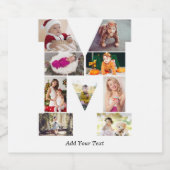 Black and White Letter M Photo Collage スパークリングワインラベル (シングルラベル)