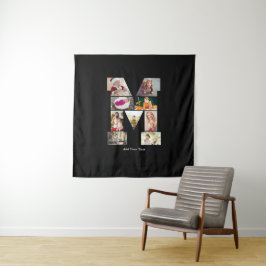 Black and White Letter M Photo Collage タペストリー