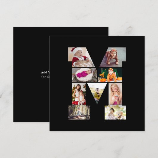 Black and White Letter M Photo Collage 案内状 (正面/裏面)