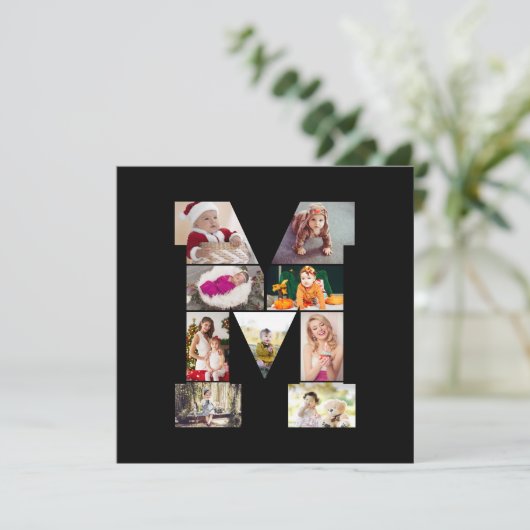 Black and White Letter M Photo Collage 案内状 (スタンド正面)